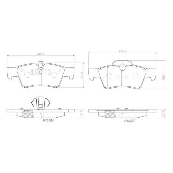 Brembo P50064N NAO Series Premium Ceramic Brake Pad Set Rear