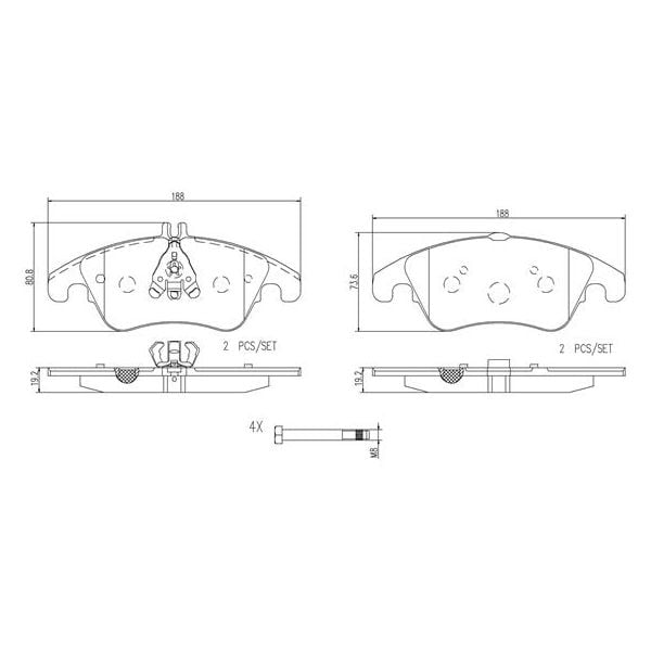 Brembo P50069N NAO Series Premium Ceramic Brake Pad Set Front