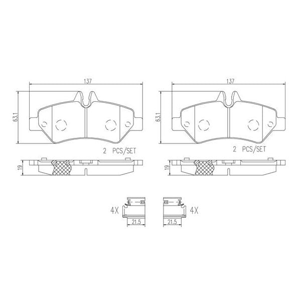 Brembo P50084N NAO Series Premium Ceramic Brake Pad Set Rear