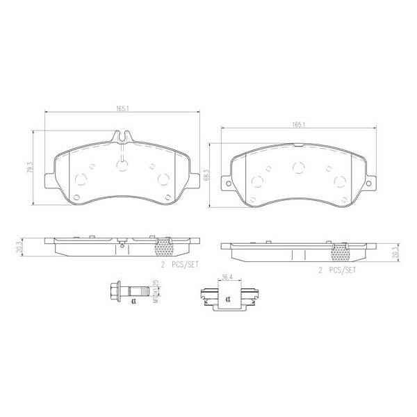 Brembo P50086N NAO Series Premium Ceramic Brake Pad Set Front