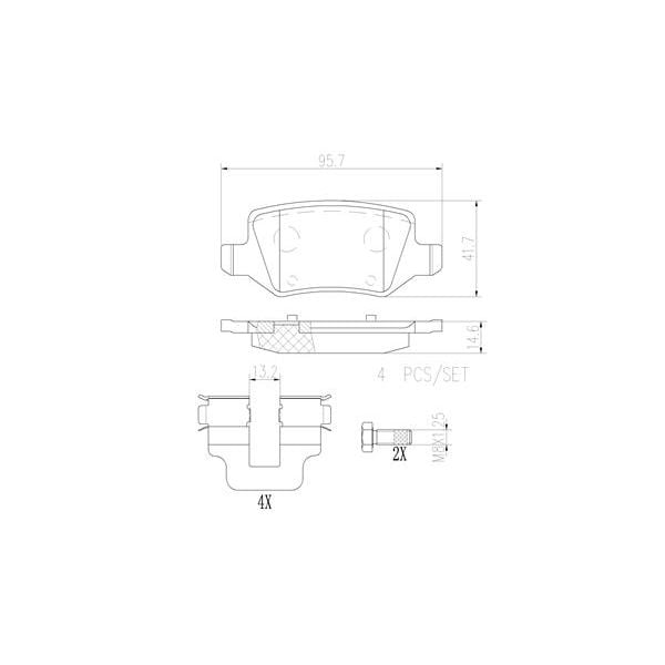 Brembo P50090N NAO Series Premium Ceramic Brake Pad Set Rear