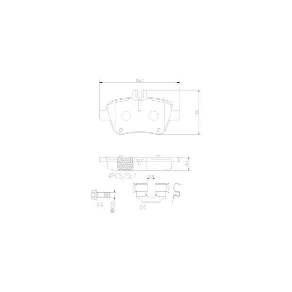 Brembo P50091N NAO Series Premium Ceramic Brake Pad Set Rear