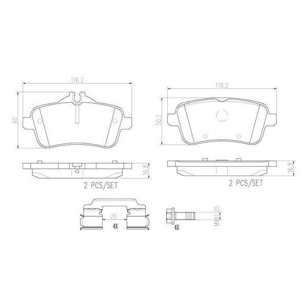 Brembo P50101N NAO Series Premium Ceramic Brake Pad Set Rear
