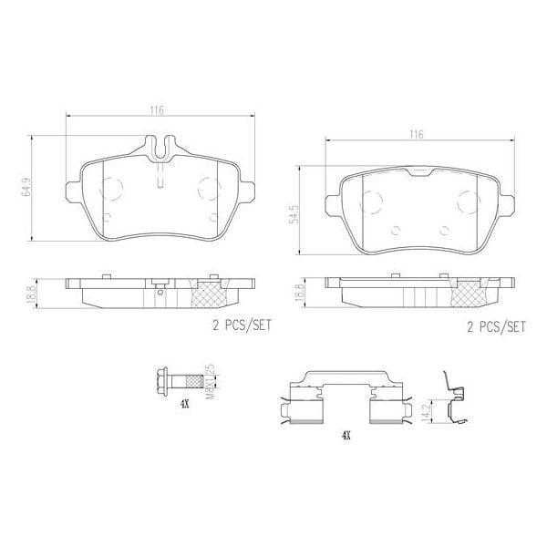 Brembo P50117N NAO Series Premium Ceramic Brake Pad Set Rear