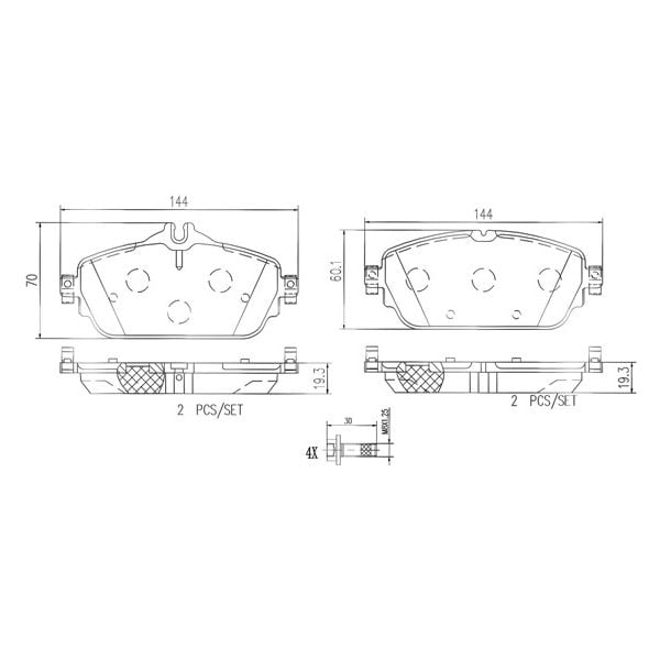 Brembo P50119N NAO Series Premium Ceramic Brake Pad Set Front