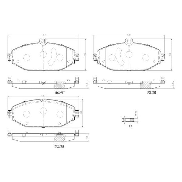 Brembo P50124N NAO Series Premium Ceramic Brake Pad Set Front