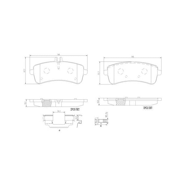 Brembo P50125N NAO Series Premium Ceramic Brake Pad Set Rear