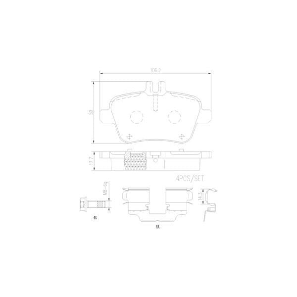 Brembo P50140N NAO Series Premium Ceramic Brake Pad Set Rear