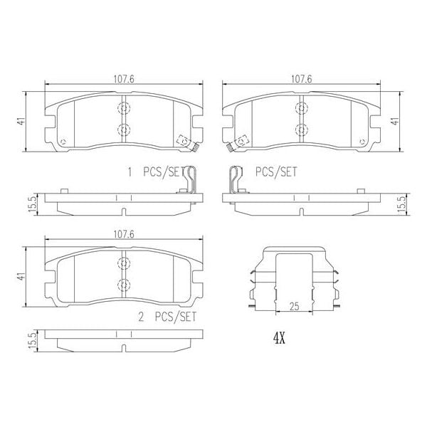 Brembo P54012N NAO Series Premium Ceramic Brake Pad Set Rear