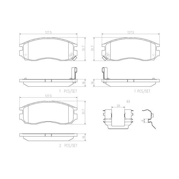 Brembo P54014N NAO Series Premium Ceramic Brake Pad Set Front
