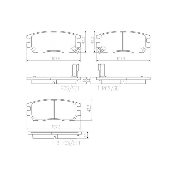 Brembo P54018N NAO Series Premium Ceramic Brake Pad Set Rear