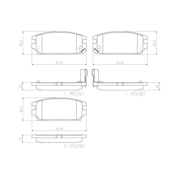 Brembo P54025N NAO Series Premium Ceramic Brake Pad Set Rear