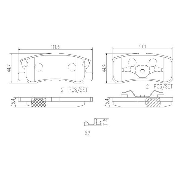 Brembo P54031N NAO Series Premium Ceramic Brake Pad Set Rear