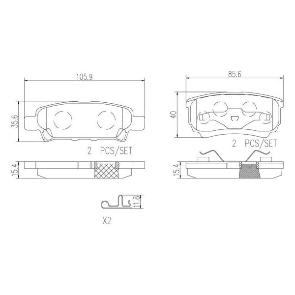 Brembo P54034N NAO Series Premium Ceramic Brake Pad Set Rear