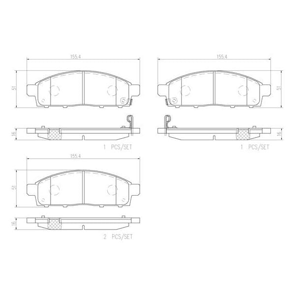 Brembo P54038N NAO Series Premium Ceramic Brake Pad Set Front