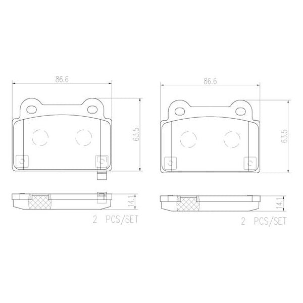 Brembo P54052N NAO Series Premium Ceramic Brake Pad Set Rear