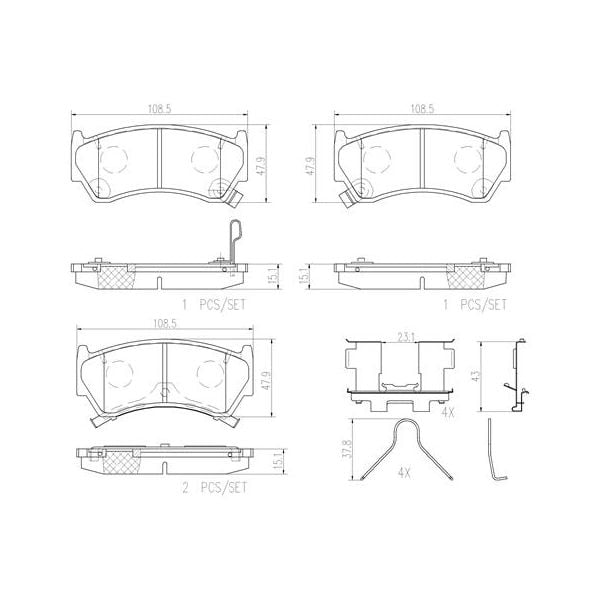 Brembo P56026N NAO Series Premium Ceramic Brake Pad Set Front