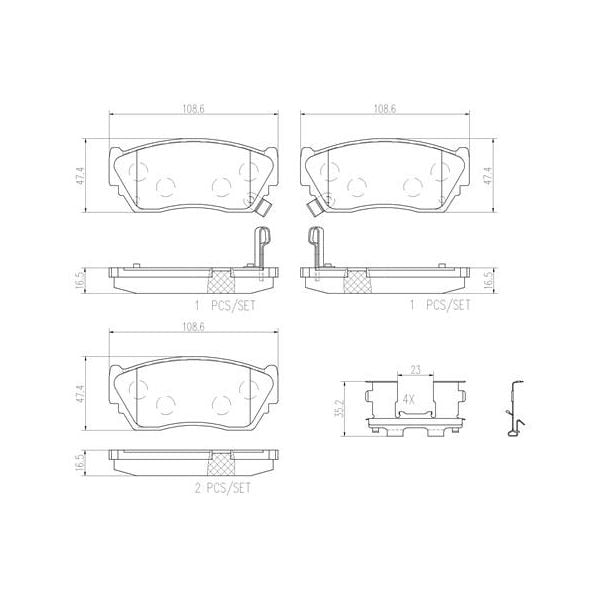 Brembo P56027N NAO Series Premium Ceramic Brake Pad Set Front