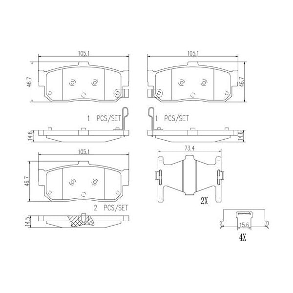 Brembo P56029N NAO Series Premium Ceramic Brake Pad Set Rear