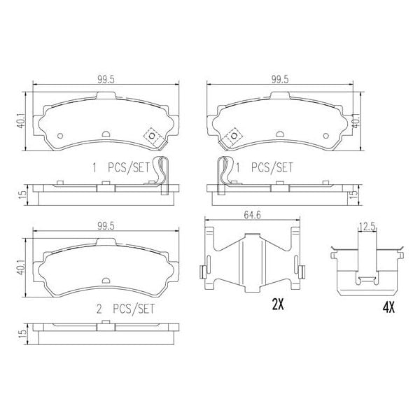 Brembo P56035N NAO Series Premium Ceramic Brake Pad Set Rear