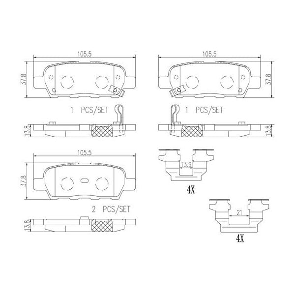 Brembo P56046N NAO Series Premium Ceramic Brake Pad Set Rear