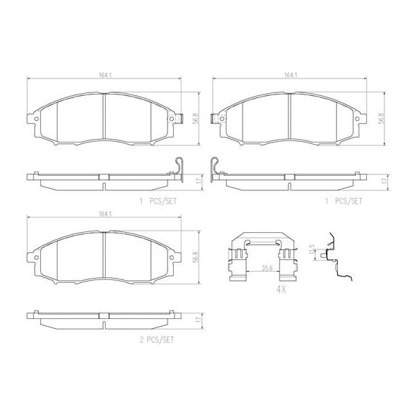 Brembo P56049N NAO Series Premium Ceramic Brake Pad Set Front