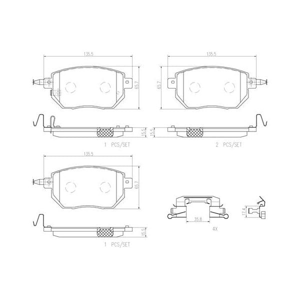 Brembo P56051N NAO Series Premium Ceramic Brake Pad Set Front
