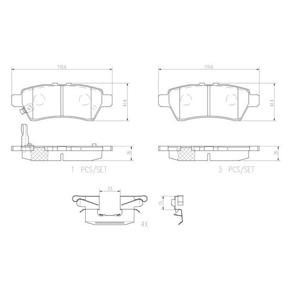Brembo P56060N NAO Series Premium Ceramic Brake Pad Set Rear