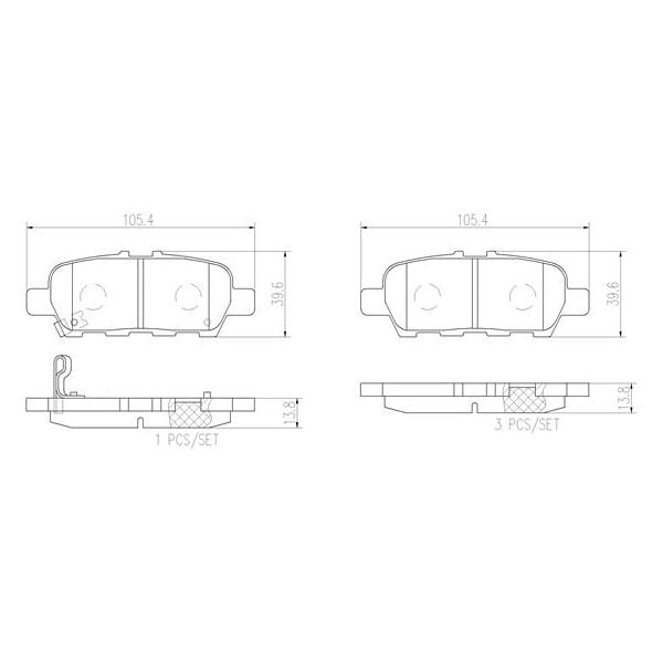 Brembo P56068N NAO Series Premium Ceramic Brake Pad Set Rear