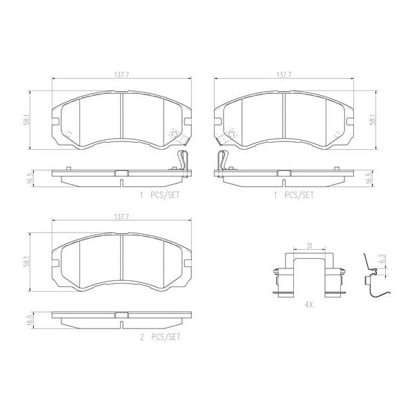 Brembo P59020N NAO Series Premium Ceramic Brake Pad Set Front