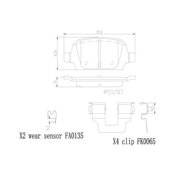 Brembo P59037N NAO Series Premium Ceramic Brake Pad Set Rear