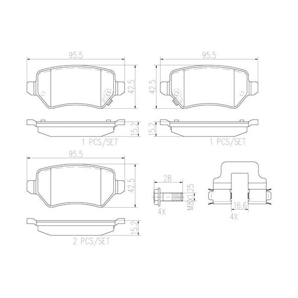 Brembo P59038N NAO Series Premium Ceramic Brake Pad Set Rear