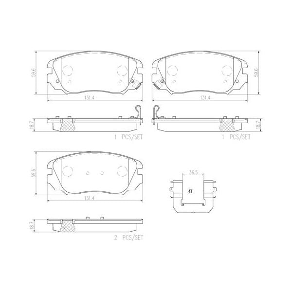 Brembo P59054N NAO Series Premium Ceramic Brake Pad Set Front
