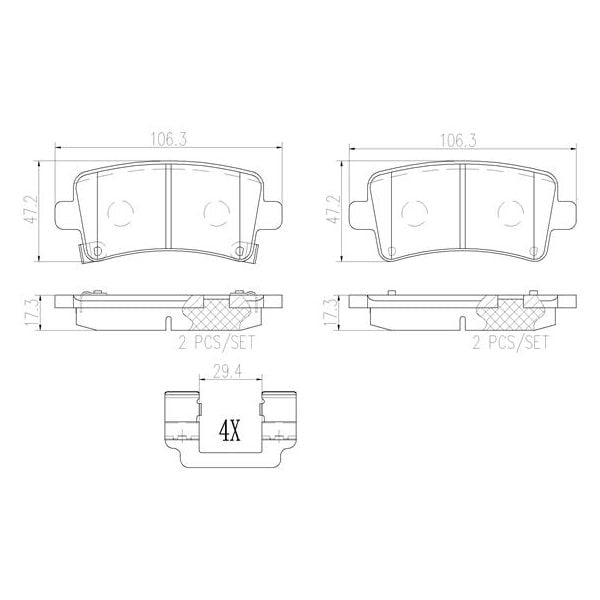 Brembo P59060N NAO Series Premium Ceramic Brake Pad Set Rear