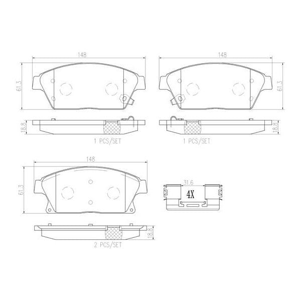Brembo P59077N NAO Series Premium Ceramic Brake Pad Set Front