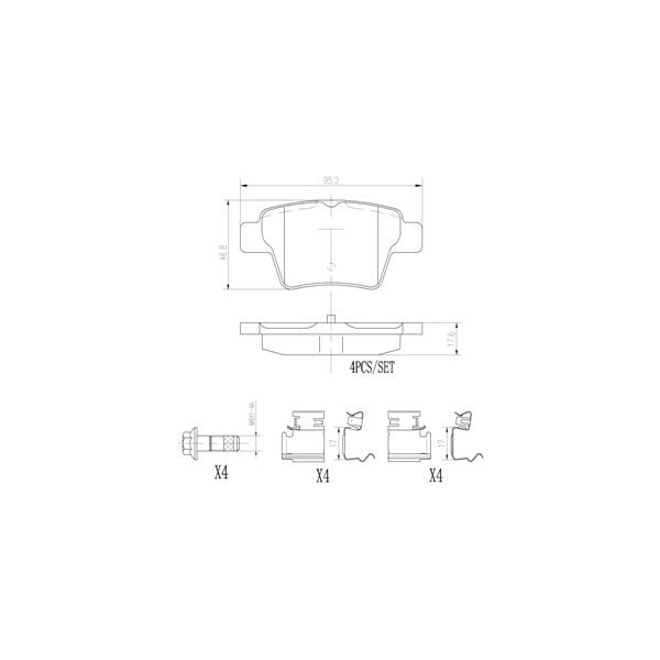 Brembo P61080N NAO Series Premium Ceramic Brake Pad Set Rear