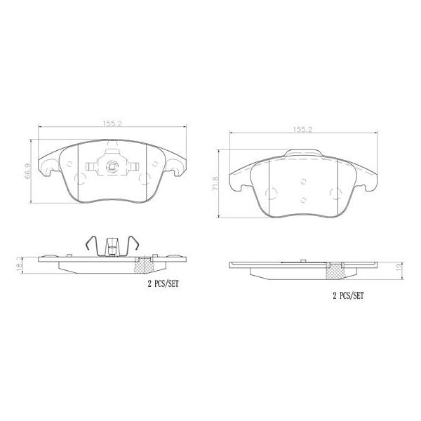 Brembo P61086N NAO Series Premium Ceramic Brake Pad Set Front