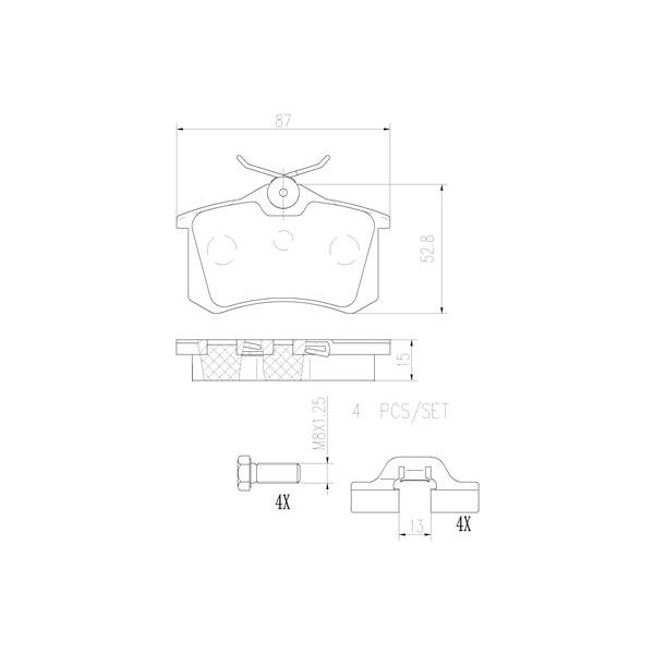 Brembo P61088N NAO Series Premium Ceramic Brake Pad Set Rear