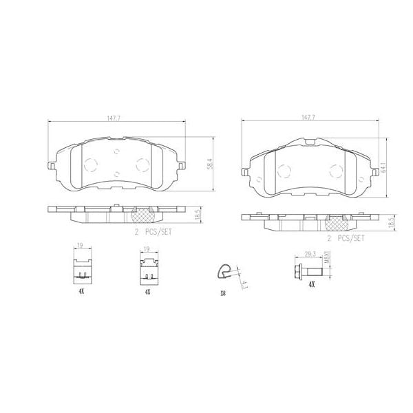 Brembo P61120N NAO Series Premium Ceramic Brake Pad Set Front