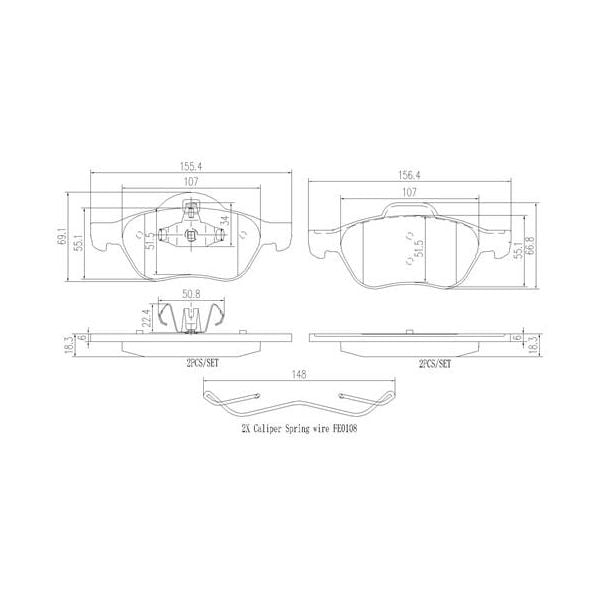 Brembo P68048N NAO Series Premium Ceramic Brake Pad Set Front