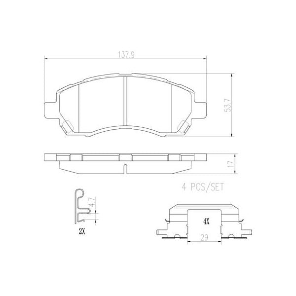 Brembo P78009N NAO Series Premium Ceramic Brake Pad Set Front