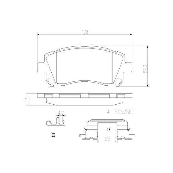 Brembo P78010N NAO Series Premium Ceramic Brake Pad Set Front