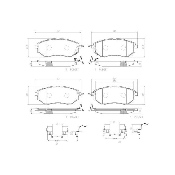Brembo P78017N NAO Series Premium Ceramic Brake Pad Set Front