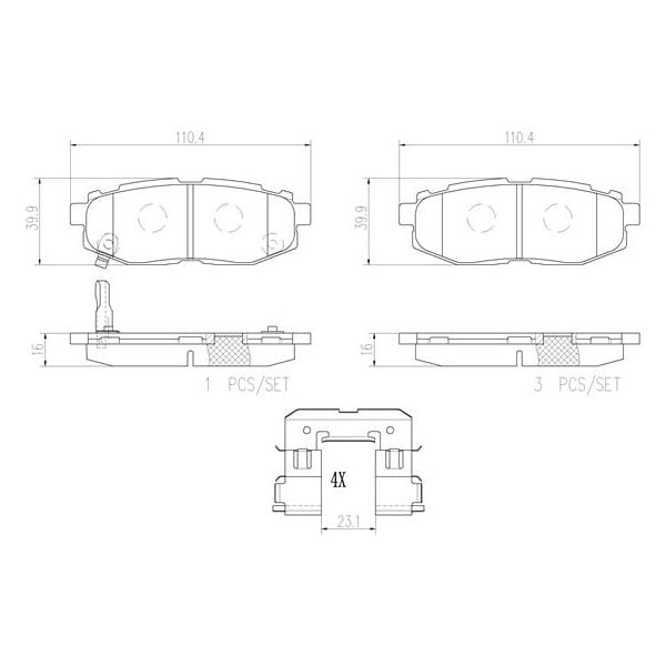 Brembo P78018N NAO Series Premium Ceramic Brake Pad Set Rear