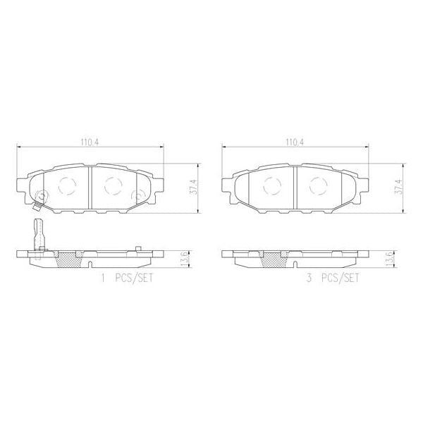 Brembo P78020N NAO Series Premium Ceramic Brake Pad Set Rear