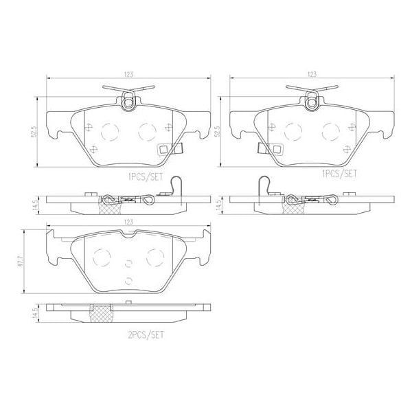 Brembo P78026N NAO Series Premium Ceramic Brake Pad Set Rear