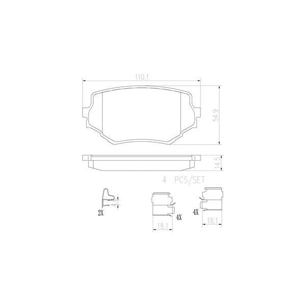 Brembo P79009N NAO Series Premium Ceramic Brake Pad Set Front