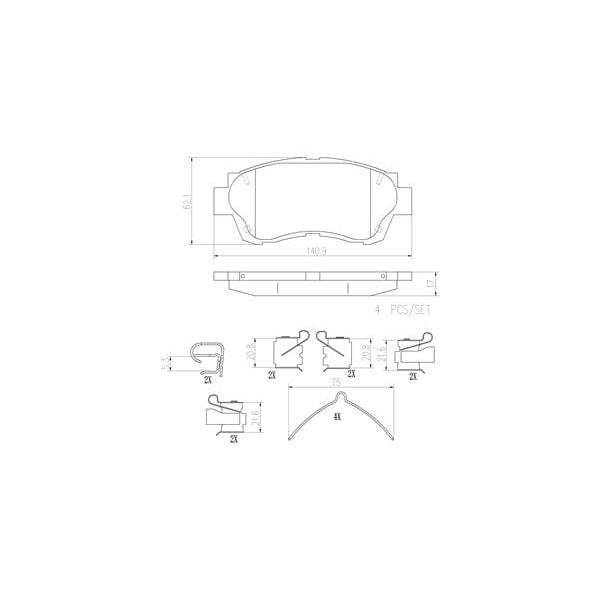 Brembo P83027N NAO Series Premium Ceramic Brake Pad Set Front