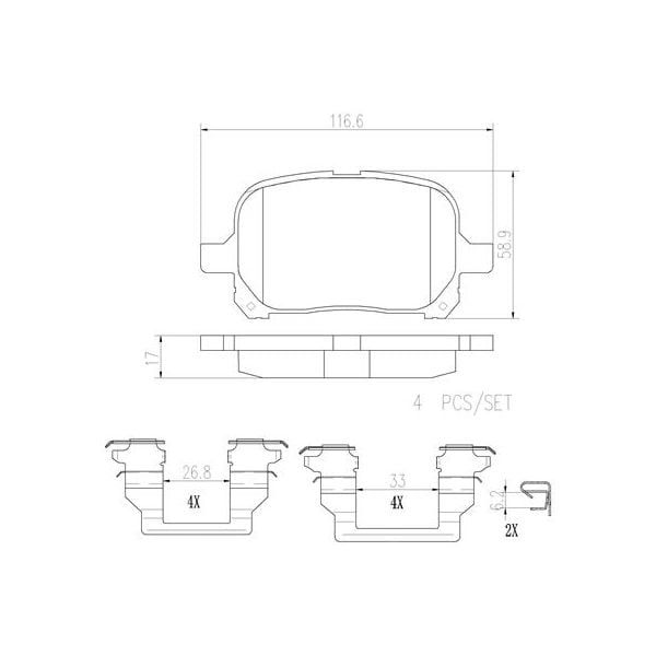 Brembo P83040N NAO Series Premium Ceramic Brake Pad Set Front
