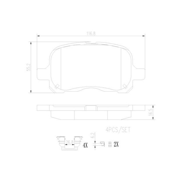 Brembo P83044N NAO Series Premium Ceramic Brake Pad Set Front